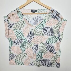 Bell by Belldini Women's Multicolor Leaf Pattern Blouse Medium